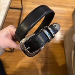 Aritzia Wide Western Black Belt with Silver Accents